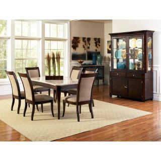 Steve Silver 7 Piece Marseille Marble Top Dining Table Set   Dark Cherry   Dining Table Sets