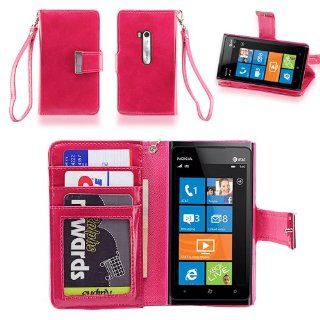 IZENGATE Executive Premium PU Leather Wallet Flip Case Cover Folio Stand for Nokia Lumia 900 (Deep Rose Pink): Cell Phones & Accessories