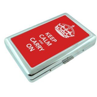 Metal Silver Cigarette Case Holder Box Keep Calm and Carry On Design 016 : Other Products : Everything Else