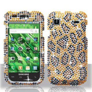 Samsung Vibrant (Galaxy S) T959 Full Diamond Bling Gold/Black Leopard Hard Case Snap on Cover Protector Sleeve + Biodegradable Screen wipe: MP3 Players & Accessories