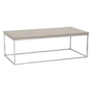 Euro Style Teresa Rectangular Coffee Table   Taupe Lacquer / Polished Stainless Steel   Coffee Tables