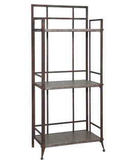 Powell Foundry Antique Pewter Finish 3 Shelf Bookcase with Gallery Crown   Bookcases