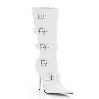 4 1/2 Inch Sexy High Heel Knee Boot Stiletto Heel Pointed Toe Featuring Buckle W: Shoes