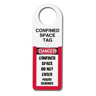 Accuform Signs TSS813 Plastic Status Alert Tag Holder, Legend "DANGER CONFINED SPACE DO NOT ENTER PERMIT REQUIRED", 4 1/2" Width x 12" Height x 0.060" Thickness, Black/Red on White Industrial Warning Signs Industrial & Scient