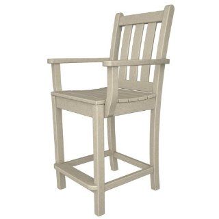 Polywood Traditional Garden Counter Height Arm Chair in Sand : Patio Dining Chairs : Patio, Lawn & Garden