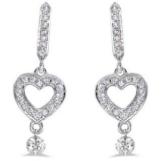 14K White Gold Diamond Dashing Diamonds Earrings: Jewelry