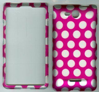 PINK WHITE POLKA DOT CAMO FACEPLATE PROTECTOR HARD RUBBERIZED CASE FOR LG OPTIMUS EXCEED VS840PP / LUCID 4G VS840 VERIZON PREPAID SNAP ON Cell Phones & Accessories