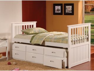 K & B Furniture Twin Spindle Captains Bed   Kids Captains Beds