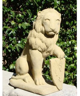 Lion with Shield Garden Statue   15 in.   Garden Statues