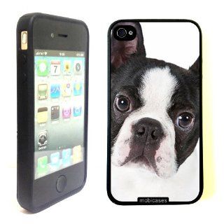 Cute Boston Terrier Dog Portrait   Protective Designer BLACK Case   Fits Apple iPhone 4 / 4S / 4G: Cell Phones & Accessories