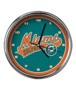 Miami Dolphins Chrome Clock : Sports Fan Wall Clocks : Sports & Outdoors
