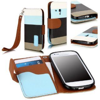 E LV Deluxe PU Leather Magnetic Flip Case Cover for Samsung Galaxy S3 Mini I8190   Blue / Black / Brown Cell Phones & Accessories