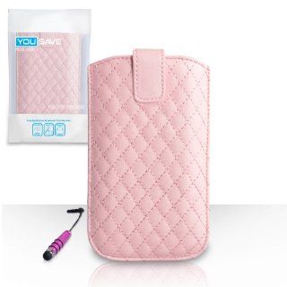 Yousave Accessories Nokia Lumia 825 Case Baby Pink Diamond PU Leather Auto Return Pouch Cover With Mini Stylus Pen: Cell Phones & Accessories