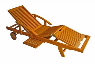 Royal Tahiti Wooden Chaise Lounge with Multi Position Deck   Outdoor Chaise Lounges
