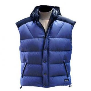 TAIGA Blackcomb 800 Deluxe   Men's Goose Down Vests with a Thin AquaNix Hide Away Hood, Navy Blue Black, MADE IN CANADA, Medium (chest: 39.5"; hips: 39.5") at  Mens Clothing store