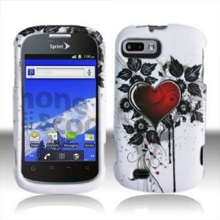 ZTE Fury N850 N 850 White with Red Love Heart Black Flower Leaves Design Rubber Feel Snap On Hard Protective Cover Case Cell Phone: Cell Phones & Accessories
