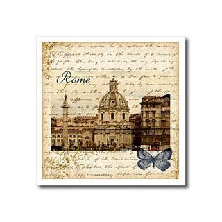 ht_130622_2 PS Creations   Rome with script and butterfly  Italy   Iron on Heat Transfers   6x6 Iron on Heat Transfer for White Material: Patio, Lawn & Garden