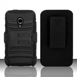 For Samsung Galaxy Rush M830 (Boost)   Heavy Duty Armor Style 2 Case w/ Holster   Black/Black AM2H: Cell Phones & Accessories