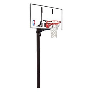 Spalding H Frame Steel Inground Basketball System   54 Inch Glass Backboard   In Ground Hoops