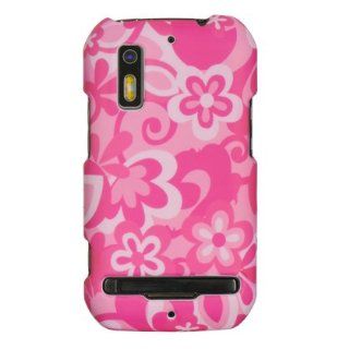 Luxmo CRMOTMB855HPCOFL Unique Durable Rubberized Crystal Case for Motorola Photon 4G/Electrify   Retail Packaging   Hot Pink Combo Flower: Cell Phones & Accessories