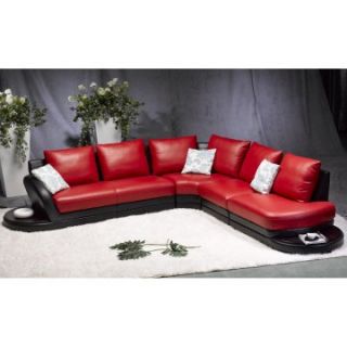 Tosh Furniture Modern Red Two tone Leather Sectional Sofa   Sectional Sofas