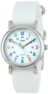 Timex Women's T2N837 "Weekender" White Nylon Strap Watch with Multi Color Numerals: Timex: Watches