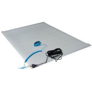 ESDProduct Vinyl General Purpose Mat Kit with Wrist Strap and 15' Ground Cord, 3/32" Thick, 8' Length, 2' Width, Gray: Science Lab Esd Supplies: Industrial & Scientific