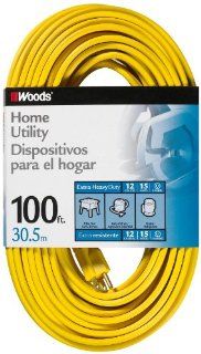 Woods 839 SPT 3 12/3 Flat Utility Extension Cord, Yellow, 100 Foot    