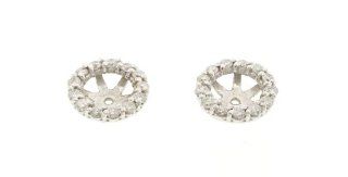 14k White Gold Diamond Wheel Earring Jackets: Hoop Earrings: Jewelry