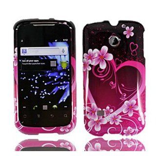 For Cricket Huawei Ascent II M865 Accessory   Purple Heart Design Hard Case Cover: Cell Phones & Accessories