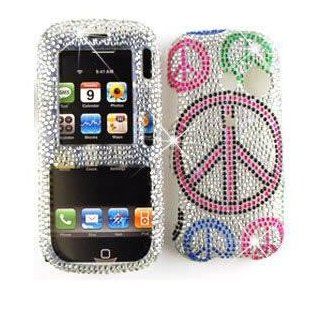 LG LX265 RUMOR 2 COSMOS VN250 Full Diamond Crystal / Rhinestone / Bling Colorful Peace Signs HARD PROTECTOR COVER CASE / SNAP ON PERFECT FIT CASE: Cell Phones & Accessories