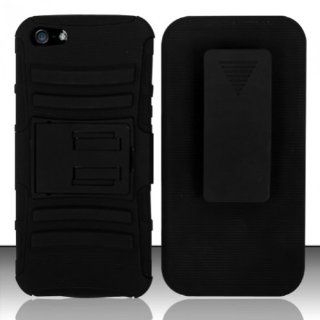 For iPhone 5 (AT&T/Verizon/Sprint/Cricket) Heavy Duty Armor Style 2 Case w/ Holster   Black/Black AM2H: Cell Phones & Accessories