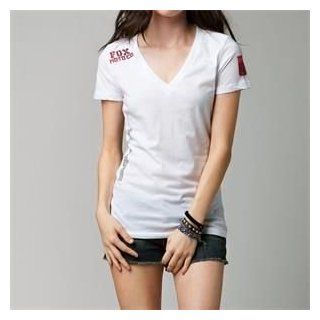 Fox Racing Women's Pit Pass V Neck T Shirt   X Small/White: Automotive