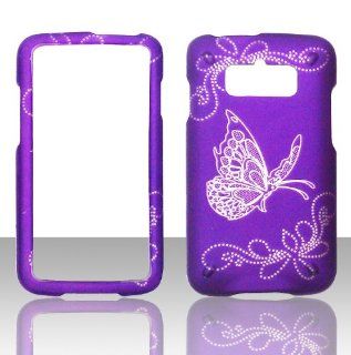 2D White Buterfly on Purple Samsung Rugby Smart i847 AT&T Cases Cover Hard Case Snap on Rubberized Touch Case Cover Faceplates Cell Phones & Accessories