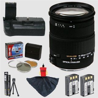 Sigma 18 200mm f/3.5 6.3 DC OS (Optical Stabilizer) Wide Angle Lens & Opteka Battery Pack Grip / Vertical Shutter Release & 2 NB 2LH Batteries & Filters & Accessories for Canon EOS Digital Rebel XTi & Rebel XT : Camera Lens Accessories 