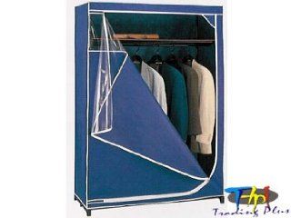 Portable Wardrobe Closet with Metal Frame, Navy Blue  