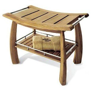 New Grade A Teak Shower / Bath Room / Pool Bench with Shelf : Outdoor And Patio Furniture : Patio, Lawn & Garden