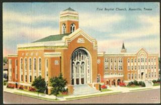 First Baptist Church Amarillo TX postcard 1948: Entertainment Collectibles