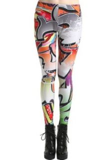 Romwe Women's Contrast Color Graffiti Print Dacron Leggings Colorful M at  Womens Clothing store