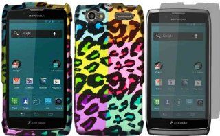 For Motorola Yangtze Electrify 2 XT881 XT885 XT886 XT889 MT887 Hard Design Cover Case Bright Colorful Leopard+LCD Screen Protector Cell Phones & Accessories