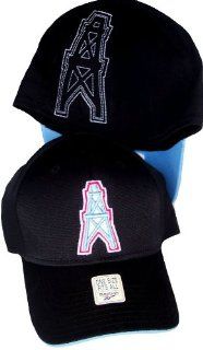 Houston Oilers Throwback Black Hat Cap Flex Fit NFL Authentic Vintage Collection : Sports Fan Beanies : Sports & Outdoors