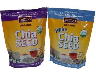 Nutiva Organic Chia Seeds 12 Oz and Organic White Chia Seeds 12 Oz (Pack of 2) : Edible Seeds : Grocery & Gourmet Food