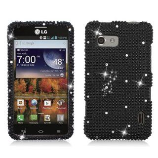 LG Mach LS860 [Sprint, Boost Mobile] Full Diamond Bling Hard Shell Case (Midnight Black) Cell Phones & Accessories