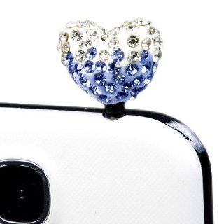 Darkblue & White Love Heart Crystal Anti dust Plug Stopper Earphone Jack 3.5mm for iPhone 3 4 5 /HTC / Samsung + 1 Gift: Cell Phones & Accessories