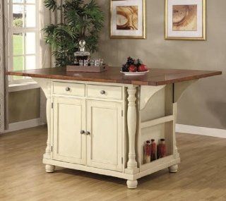 Coaster Large Scale Kitchen Island in a Buttermilk and Cherry Finish   End Tables
