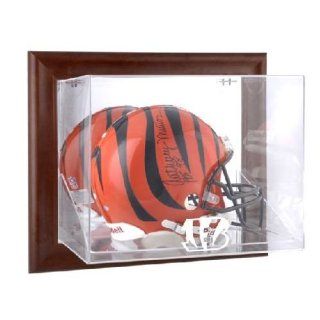 Brown Framed Wall Mounted Football Helmet Display Case with NFL Team Logo   Cincinnati Bengals Logo : Sports Related Display Cases : Sports & Outdoors