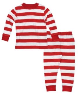 Under The Nile Apparel Unisex Baby Infant Long Johns Rugby Sleepwear, Red, 12 Months: Infant And Toddler Pajama Sets: Clothing