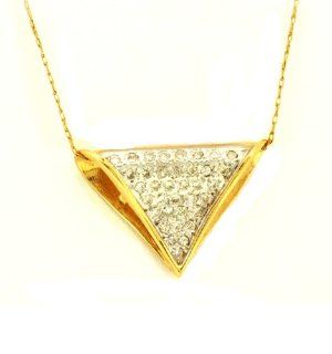 14K Yellow Gold Triangle Diamond Pendant: Jewelry