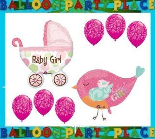 BABY GIRL BIRD shower supplies BALLOONS DAMASK POLKA DOT DECORATIONS pink : Other Products : Everything Else