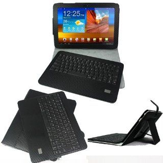KHOMO: PU Carbon Fiber Leather Case with DETACHABLE Bluetooth Keyboard for Samsung Galaxy Tab 10.1: Computers & Accessories